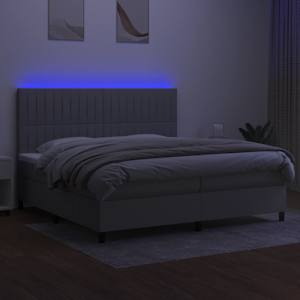 Box spring postel s matrací a LED světle šedá 200x200 cm textil - obrázek 4