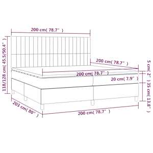 Box spring postel s matrací a LED světle šedá 200x200 cm textil - obrázek 8