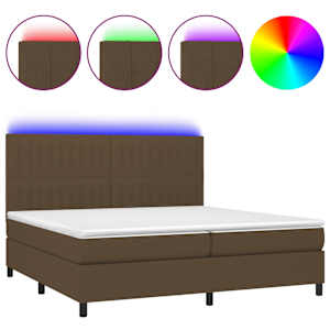 Box spring postel s matrací a LED tmavě hnědá 200x200 cm textil - obrázek 2