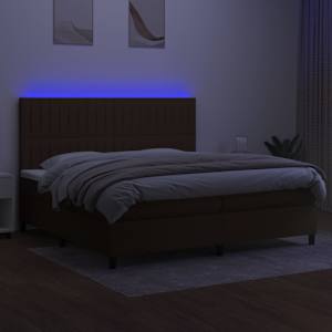 Box spring postel s matrací a LED tmavě hnědá 200x200 cm textil - obrázek 4