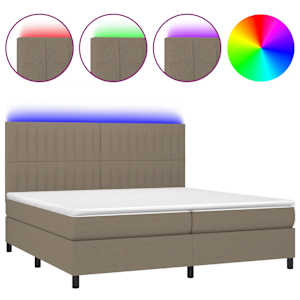 Box spring postel s matrací a LED taupe 200x200 cm textil - obrázek 2