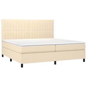 Box spring postel s matrací a LED krémová 200x200 cm textil - obrázek 3