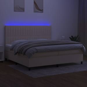 Box spring postel s matrací a LED krémová 200x200 cm textil - obrázek 4