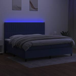 Box spring postel s matrací a LED modrá 200x200 cm textil - obrázek 4