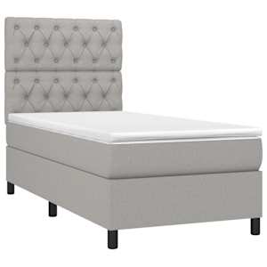 Box spring postel s matrací a LED světle šedá 80x200 cm textil - obrázek 3