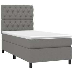 Box spring postel s matrací a LED tmavě šedá 80 x 200 cm textil - obrázek 3