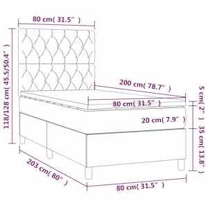 Box spring postel s matrací a LED tmavě šedá 80 x 200 cm textil - obrázek 8