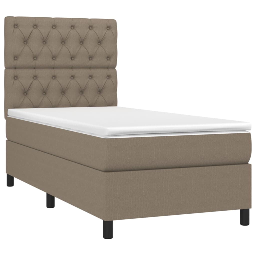 vidaXL Boxspring met matras en LED stof taupe 80x200 cm afbeelding