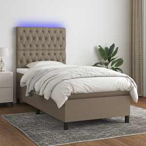 Box spring postel s matrací a LED taupe 80 x 200 cm textil - obrázek 1