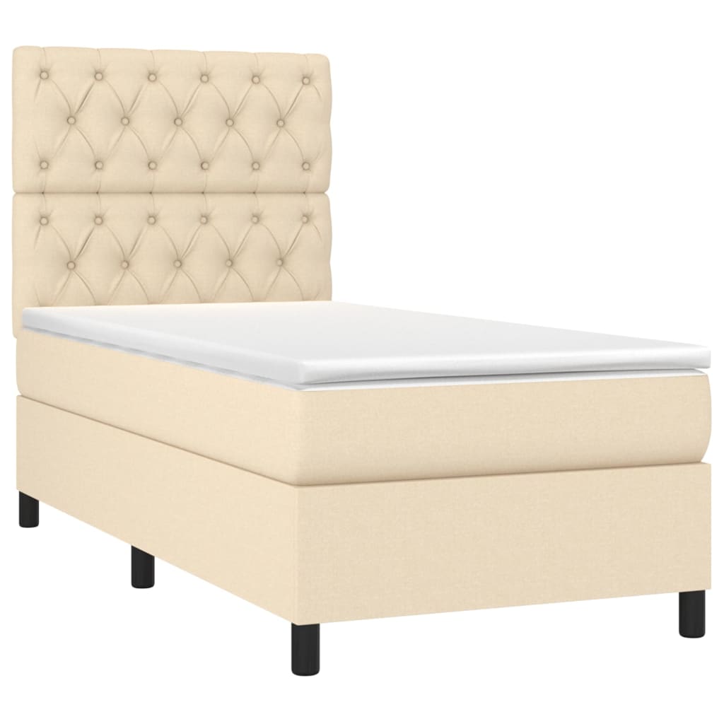 Thumbnail - vidaXL Boxspringbett mit Matratze & LED Creme 80x200 cm Stoff