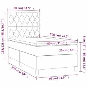 Box spring postel s matrací a LED modrá 80 x 200 cm textil - obrázek 8