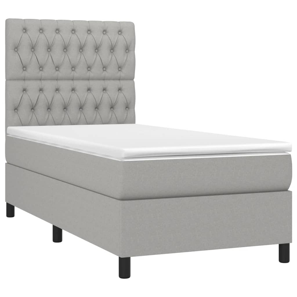 Thumbnail - vidaXL Boxspringbett mit Matratze & LED Hellgrau 90x190 cm Stoff