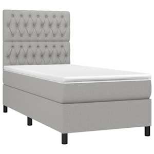 Box spring postel s matrací a LED světle šedá 90x190 cm textil - obrázek 3