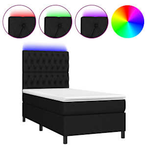 Box spring postel s matrací a LED černá 90x190 cm textil - obrázek 2
