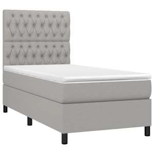 Box spring postel s matrací a LED světle šedá 100x200 cm textil - obrázek 3