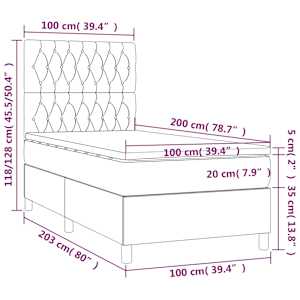 Box spring postel s matrací a LED černá 100x200 cm textil - obrázek 8