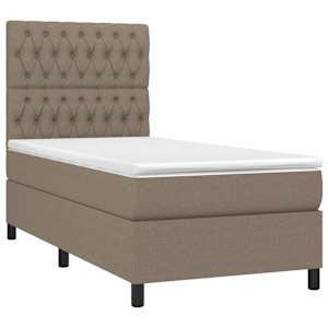 vidaXL Cama box spring colch&atilde;o/LED 100x200cm tecido cinza-acastanhado