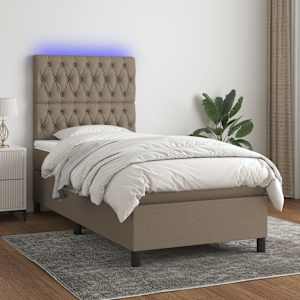 Box spring postel s matrací a LED taupe 100x200 cm textil - obrázek 1
