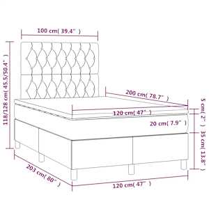 Box spring postel s matrací a LED černá 120 x 200 cm textil - obrázek 8