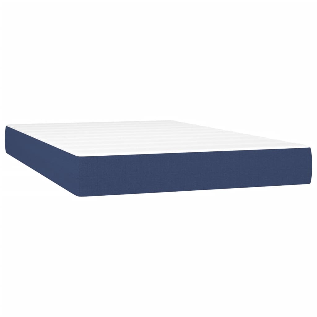 Box spring postelja z vzmetnico LED modra 120x200 cm blago