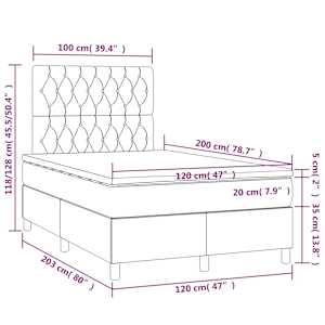 Box spring postel s matrací a LED modrá 120 x 200 cm textil - obrázek 8