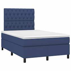vidaXL Cama box spring c/ colch&atilde;o e LED 120x200 cm tecido azul