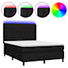 vidaXL kontinentaalvoodi madrats ja LED, must, 140x190 cm, kangas