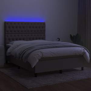 Box spring postel s matrací a LED taupe 140x190 cm textil - obrázek 4