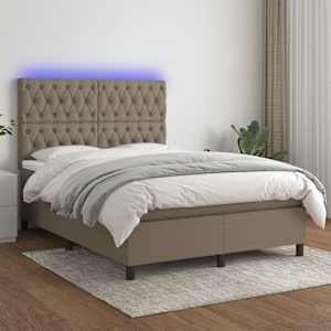 Box spring postel s matrací a LED taupe 140x190 cm textil - obrázek 1