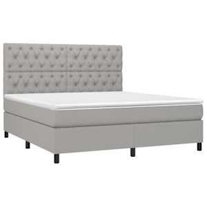 Box spring postel s matrací a LED světle šedá 160x200 cm textil - obrázek 3