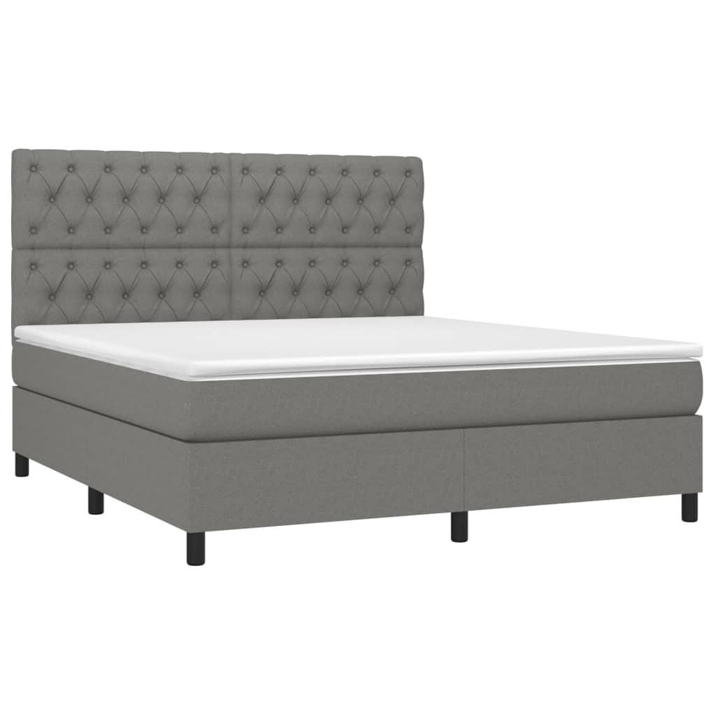 Thumbnail - vidaXL Boxspringbett mit Matratze & LED Dunkelgrau 160x200 cm Stoff