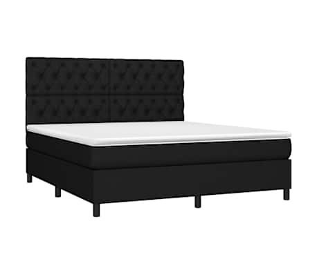 vidaXL Box Spring Bed with Mattress&LED Black 160x200 cm Fabric