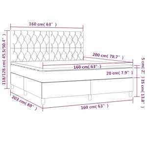 Box spring postel s matrací a LED černá 160x200 cm textil - obrázek 8