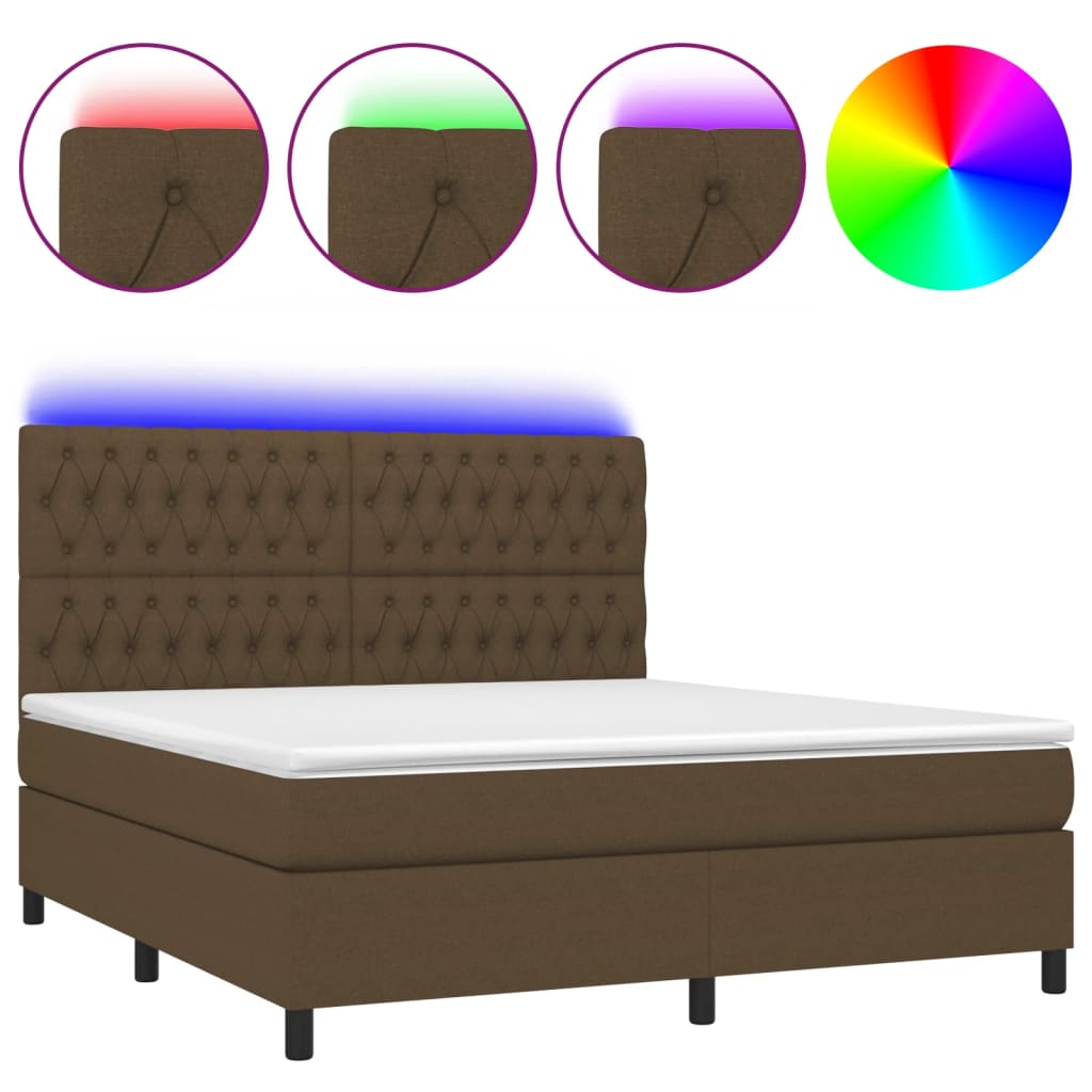 Thumbnail - vidaXL Boxspringbett mit Matratze & LED Dunkelbraun 160x200 cm Stoff