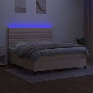 Box spring postel s matrací a LED krémová 160x200 cm textil - obrázek 4