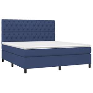 Box spring postel s matrací a LED modrá 160x200 cm textil - obrázek 3