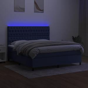Box spring postel s matrací a LED modrá 160x200 cm textil - obrázek 4