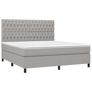 Box spring postel s matrací a LED světle šedá 180x200 cm textil - obrázek 3