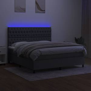 Box spring postel s matrací a LED tmavě šedá 180x200 cm textil - obrázek 4