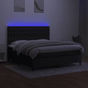 Box spring postel s matrací a LED černá 180x200 cm textil - obrázek 4
