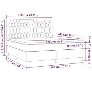 Box spring postel s matrací a LED černá 180x200 cm textil - obrázek 8