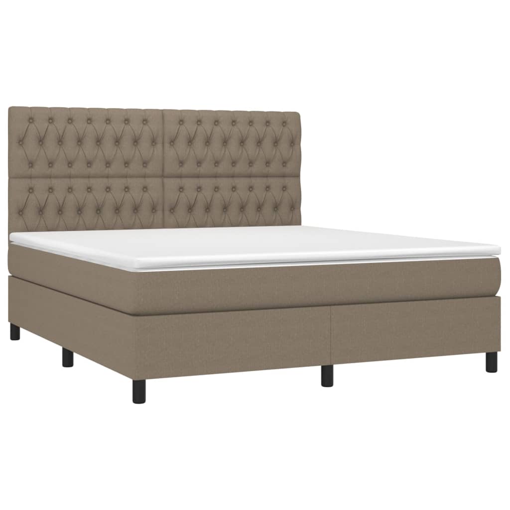 vidaXL Boxspring met matras en LED stof taupe 180x200 cm afbeelding