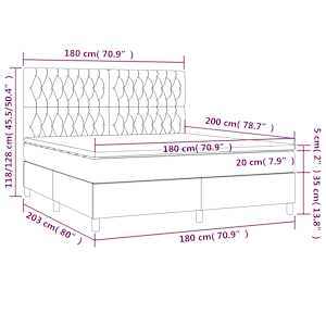 Box spring postel s matrací a LED taupe 180x200 cm textil - obrázek 8