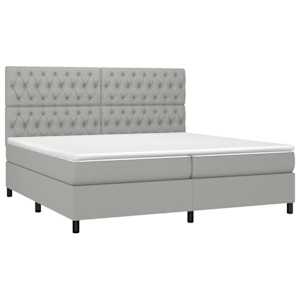 Box spring postel s matrací a LED světle šedá 200x200 cm textil - obrázek 3