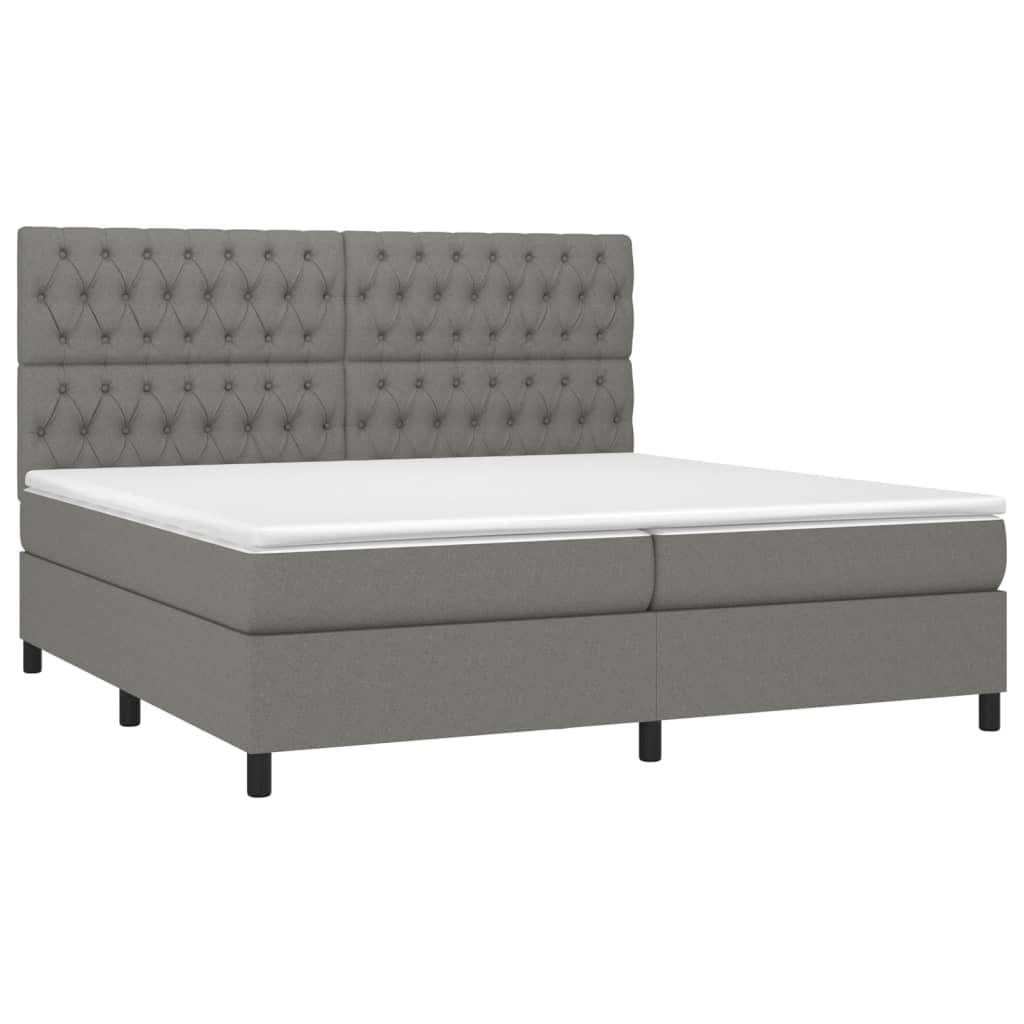 vidaXL Boxspring met matras en LED stof donkergrijs 200x200 cm afbeelding
