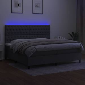 Box spring postel s matrací a LED tmavě šedá 200x200 cm textil - obrázek 4