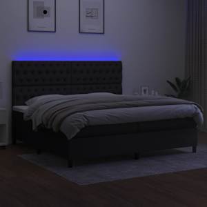 Box spring postel s matrací a LED černá 200x200 cm textil - obrázek 4
