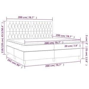 Box spring postel s matrací a LED černá 200x200 cm textil - obrázek 8
