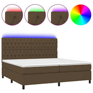 Box spring postel s matrací a LED tmavě hnědá 200x200 cm textil - obrázek 2