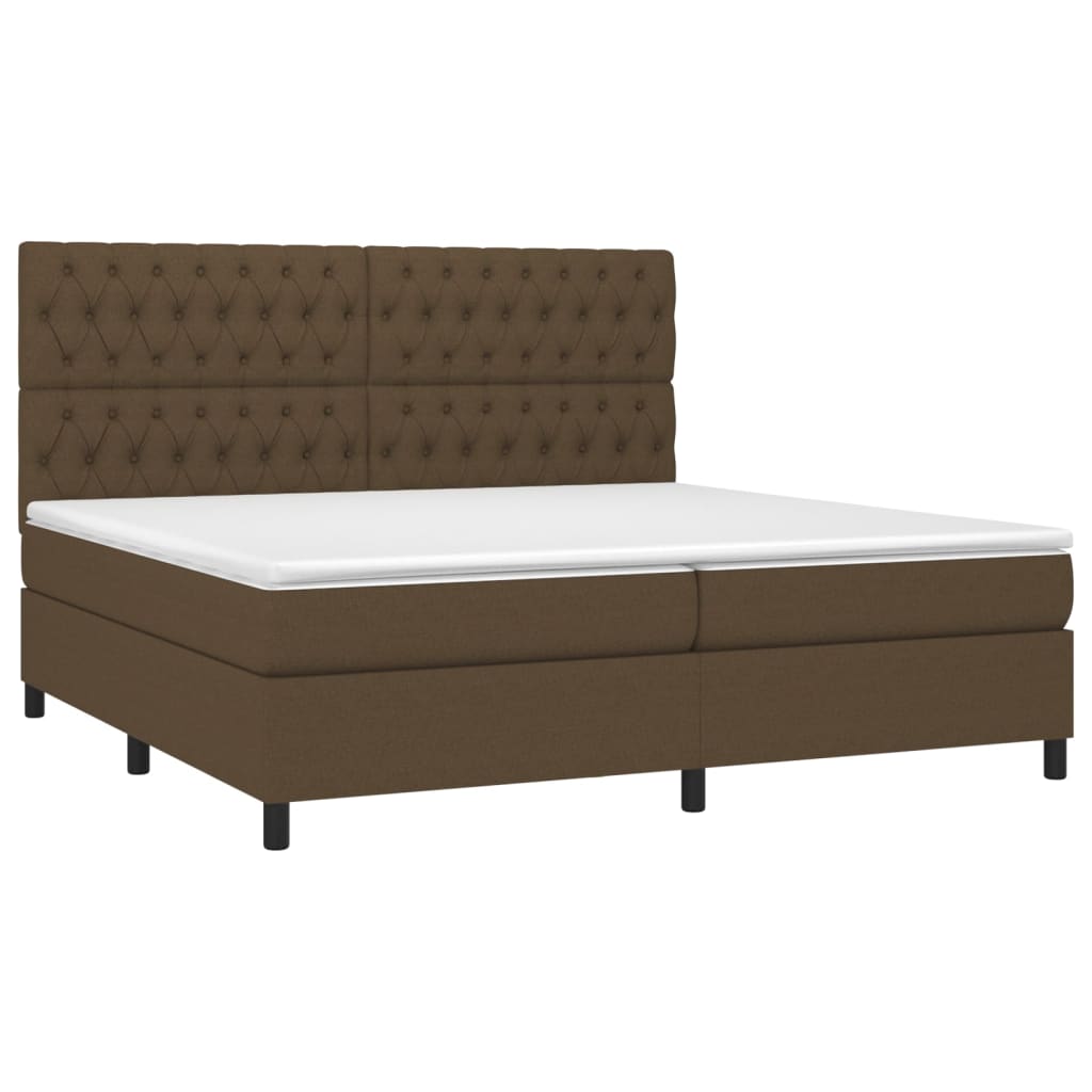 vidaXL Boxspring met matras en LED stof donkerbruin 200x200 cm afbeelding